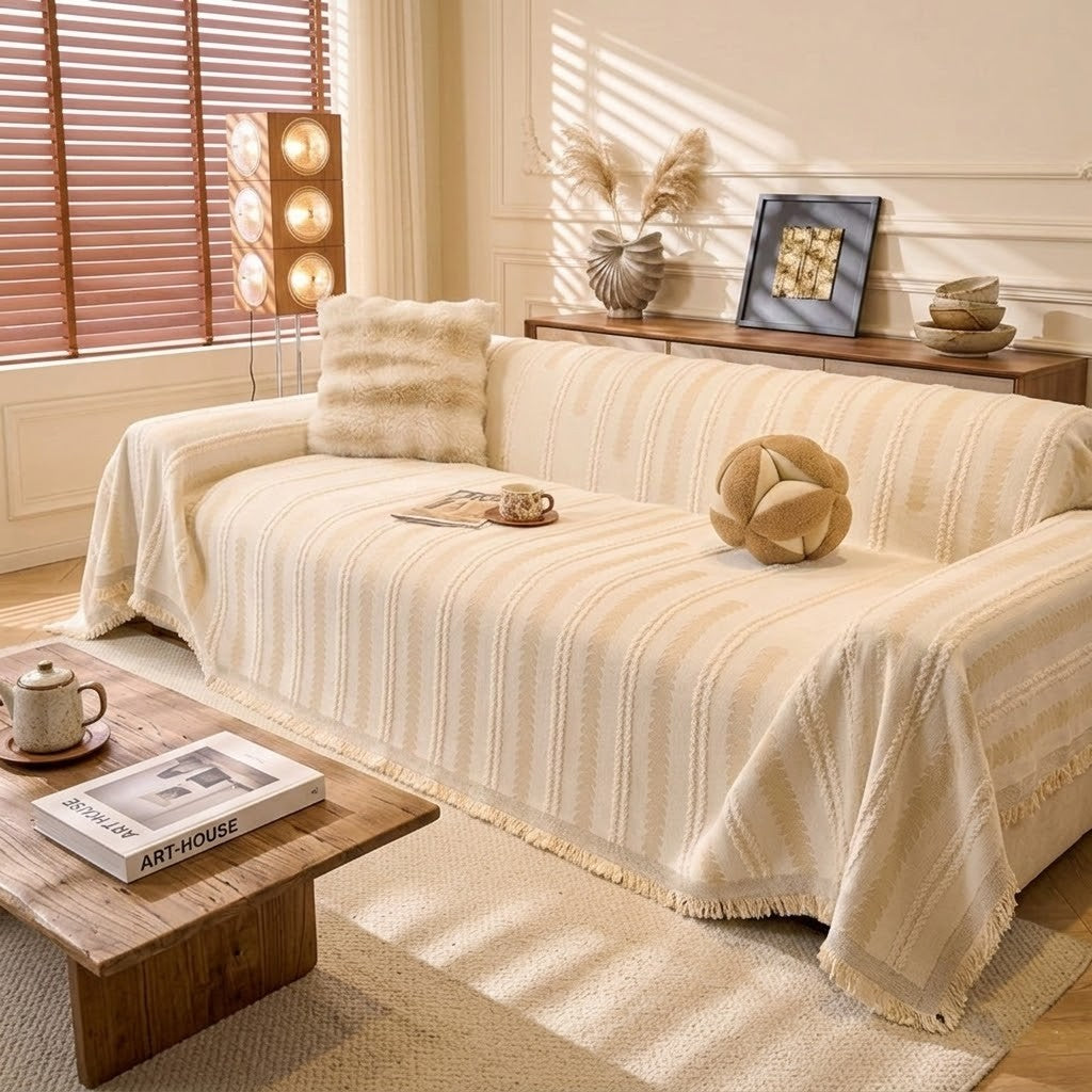 Beige Elegance Chenille Sofa Cover : EM-SC-47