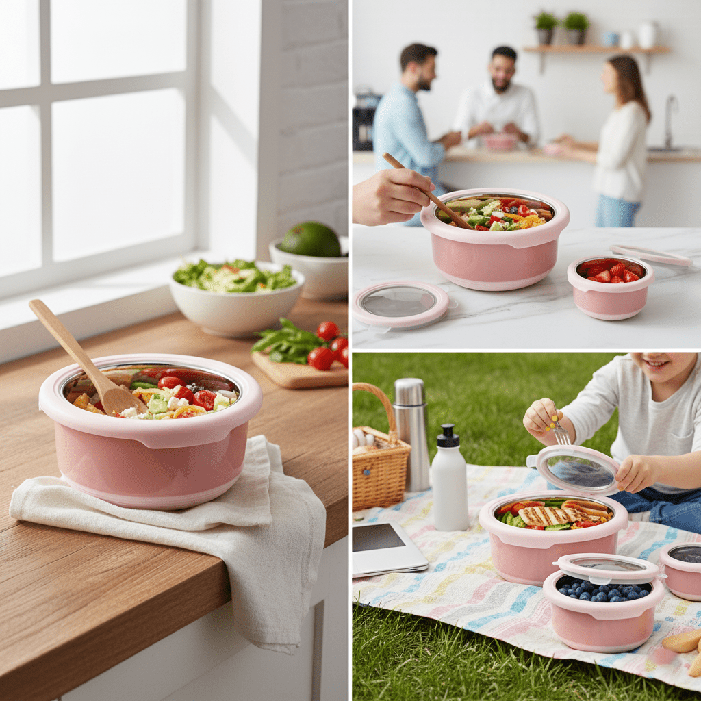 4 Stainless Steel Leakproof Stackable Food Storage Containers